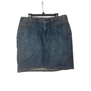 Eddie Bauer Denim Blue Jean Mini Skirt Size 4 Y2K Short Stretch Dark Wash Small